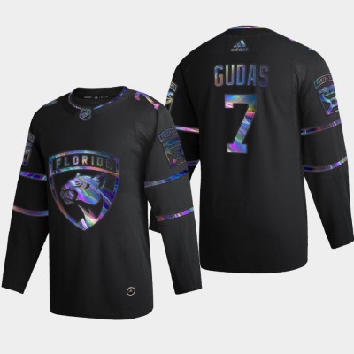 Florida Panthers #7 Radko Gudas Men's Nike Iridescent Holographic Collection NHL Jersey - Black Men's